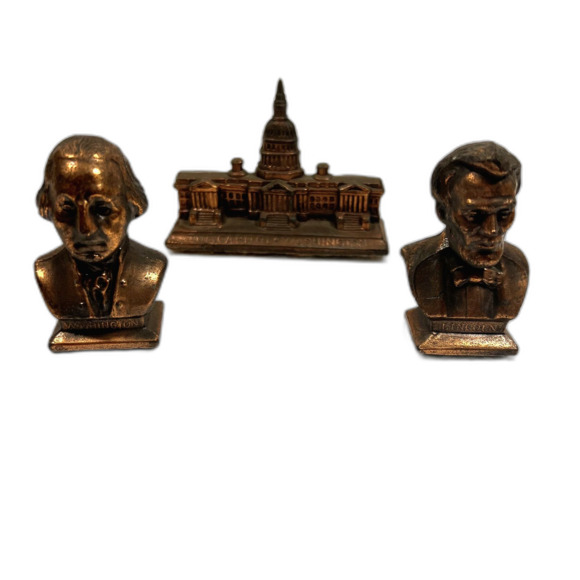 VTG 1940s Washington DC Souvenirs US Capitol Founding Fathers Metal Bronze Color - Picture 3 of 9